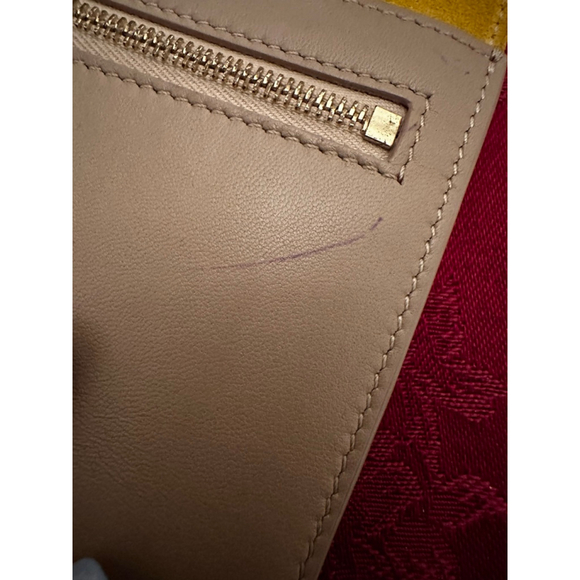 Celine Yellow & Brown Leather & Suede Compact Wallet - Picture 7 of 12